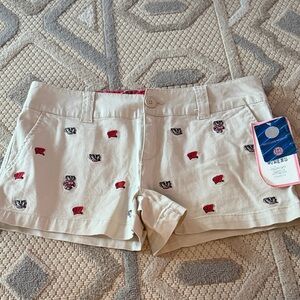 Women's Cream Embroidered Cargo Shorts